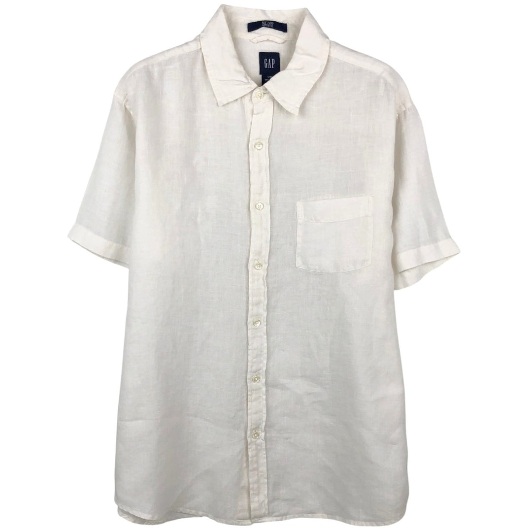 90'S GAP (Old GAP) Short-Sleeve Linen Shirt, Men's Size L (Equivalent), Vintage linen white type Vintage Second Hand