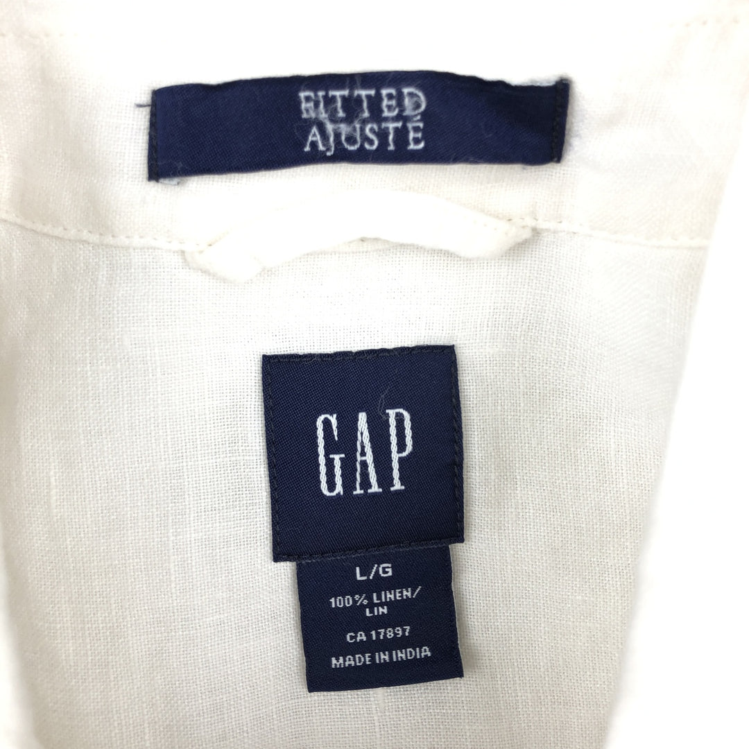 90'S GAP (Old GAP) Short-Sleeve Linen Shirt, Men's Size L (Equivalent), Vintage linen white type Vintage Second Hand