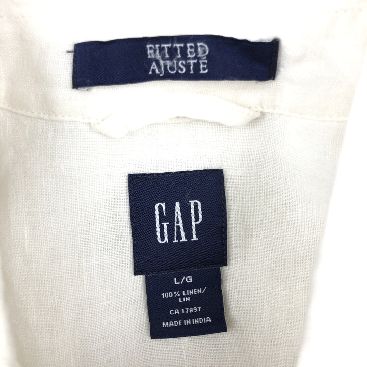 90'S GAP (Old GAP) Short-Sleeve Linen Shirt, Men's Size L (Equivalent), Vintage linen white type Vintage Second Hand