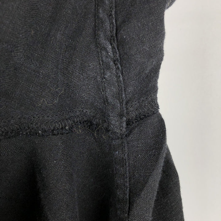CHERESKIN Check Pattern Short-Sleeve Open Collar Rayon x Linen Shirt, Boxy Shirt, Men's Size M (approx.) linen black type Vintage Second Hand