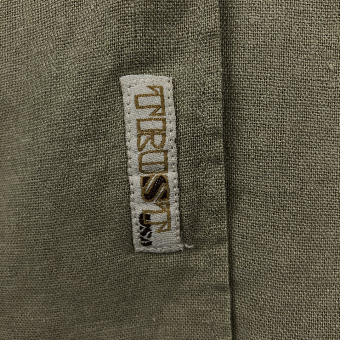 TRUST USA Short-Sleeve Open-Collar Linen x Rayon Box Shirt, Men's Size L (approx.) linen Beige type Vintage Second Hand