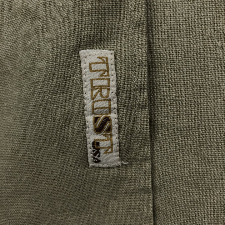 TRUST USA Short-Sleeve Open-Collar Linen x Rayon Box Shirt, Men's Size L (approx.) linen Beige type Vintage Second Hand