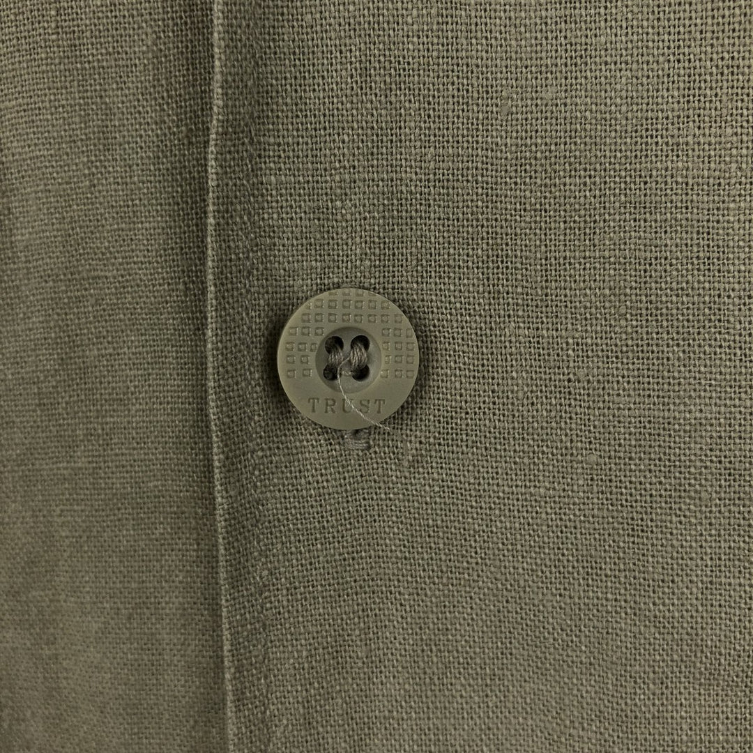 TRUST USA Short-Sleeve Open-Collar Linen x Rayon Box Shirt, Men's Size L (approx.) linen Beige type Vintage Second Hand