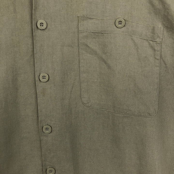 TRUST USA Short-Sleeve Open-Collar Linen x Rayon Box Shirt, Men's Size L (approx.) linen Beige type Vintage Second Hand