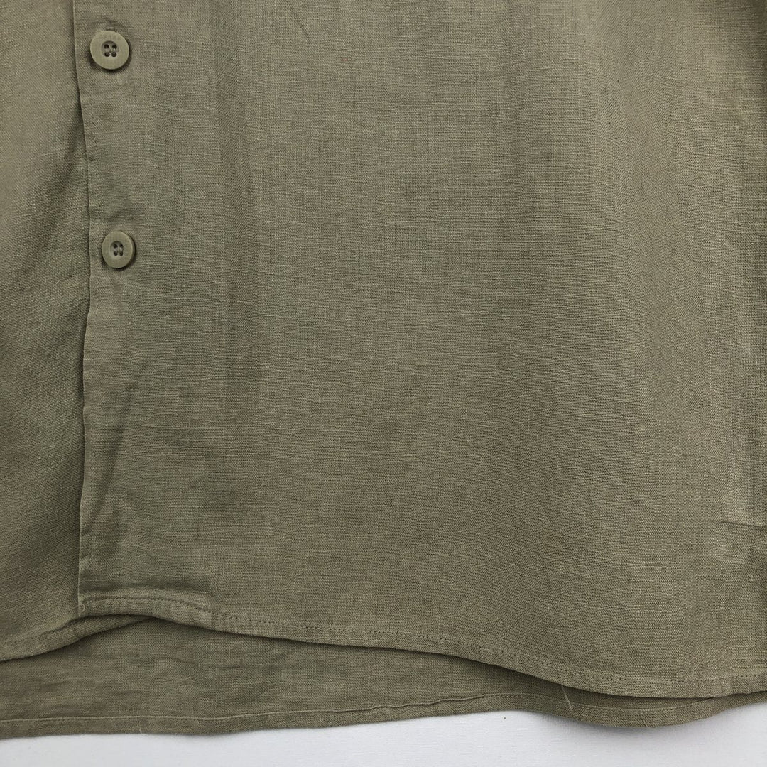 TRUST USA Short-Sleeve Open-Collar Linen x Rayon Box Shirt, Men's Size L (approx.) linen Beige type Vintage Second Hand