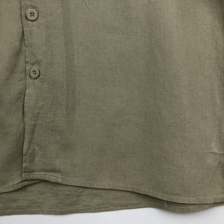 TRUST USA Short-Sleeve Open-Collar Linen x Rayon Box Shirt, Men's Size L (approx.) linen Beige type Vintage Second Hand