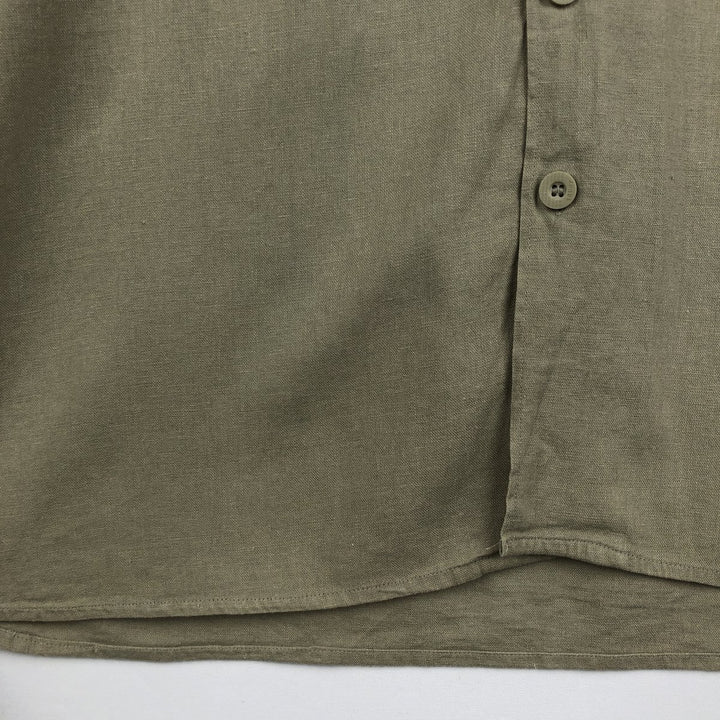 TRUST USA Short-Sleeve Open-Collar Linen x Rayon Box Shirt, Men's Size L (approx.) linen Beige type Vintage Second Hand