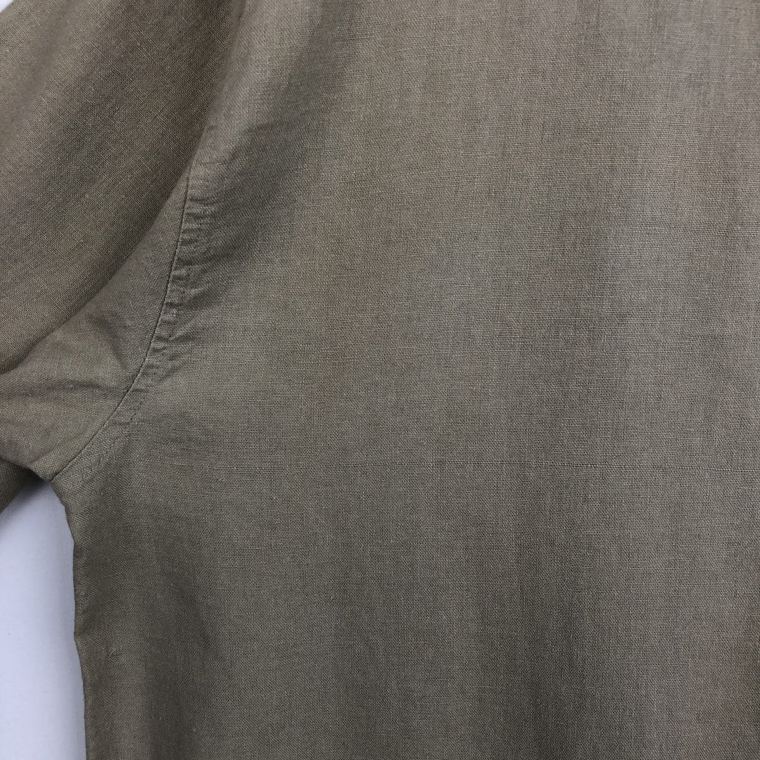 TRUST USA Short-Sleeve Open-Collar Linen x Rayon Box Shirt, Men's Size L (approx.) linen Beige type Vintage Second Hand