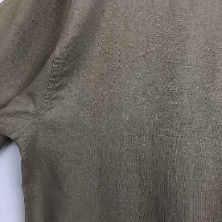TRUST USA Short-Sleeve Open-Collar Linen x Rayon Box Shirt, Men's Size L (approx.) linen Beige type Vintage Second Hand