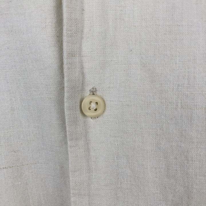 CLUB ROOM Short-Sleeve Open-Collar Cotton x Linen Shirt, Boxy Fit, Men's Size XL linen pale white type Vintage Second Hand