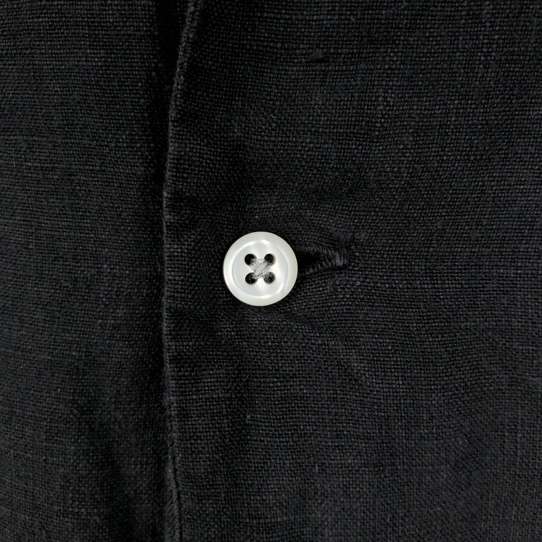 J.Crew Short-Sleeve Open-Collar Linen Shirt, Boxy Fit, Men's Size L (approx.) linen black type Vintage Second Hand