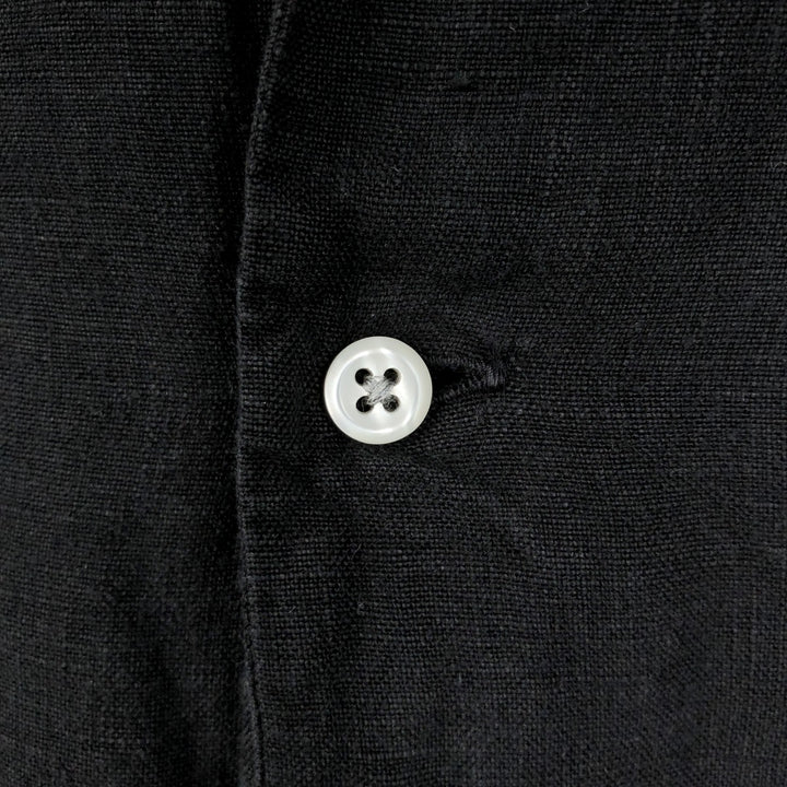 J.Crew Short-Sleeve Open-Collar Linen Shirt, Boxy Fit, Men's Size L (approx.) linen black type Vintage Second Hand