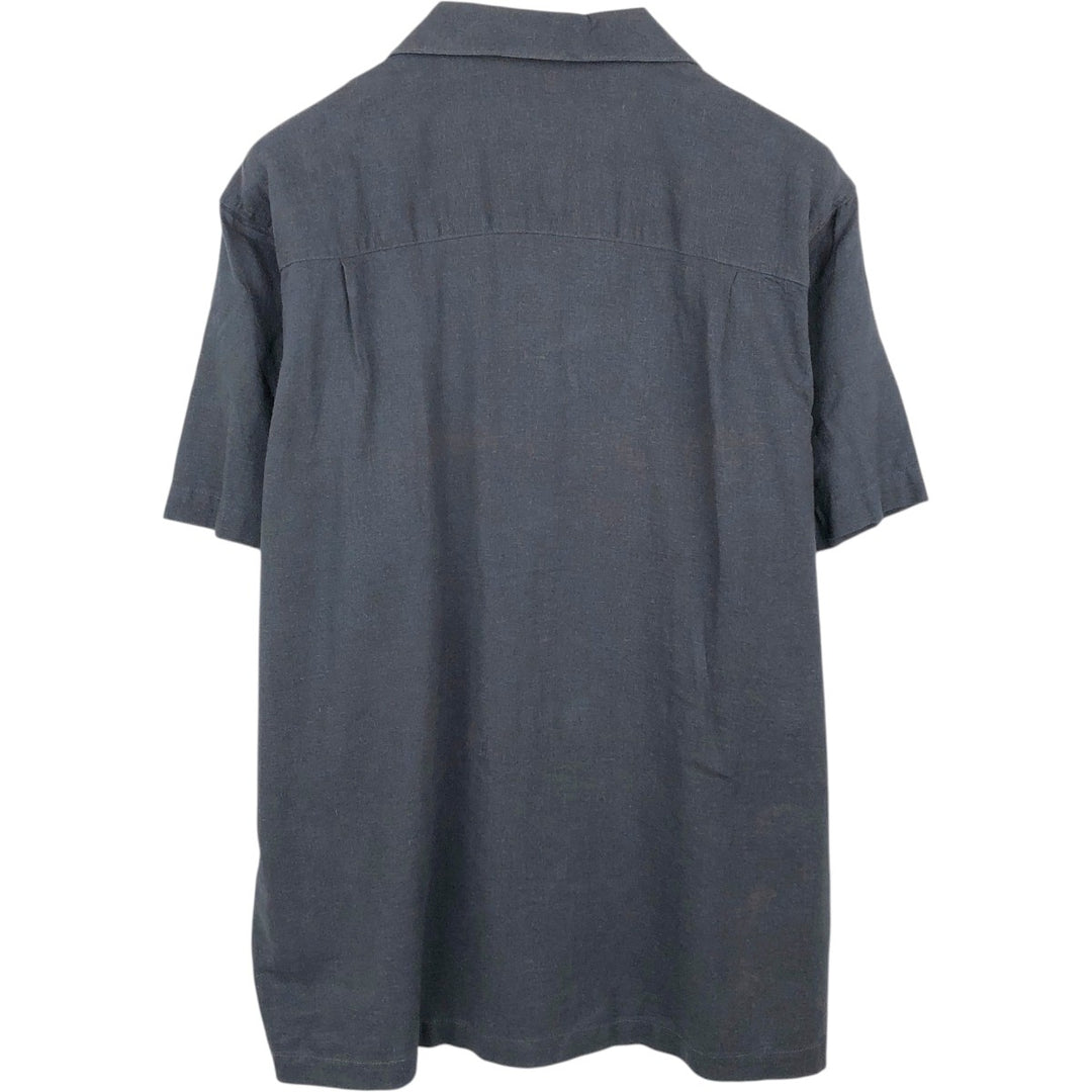 ME SPORT COLLECTION WASHABLE LINEN Short-Sleeve Open Collar Rayon x Linen Shirt, Boxy Shirt, Men's XL Equivalent linen Charcoal Vintage Second Hand