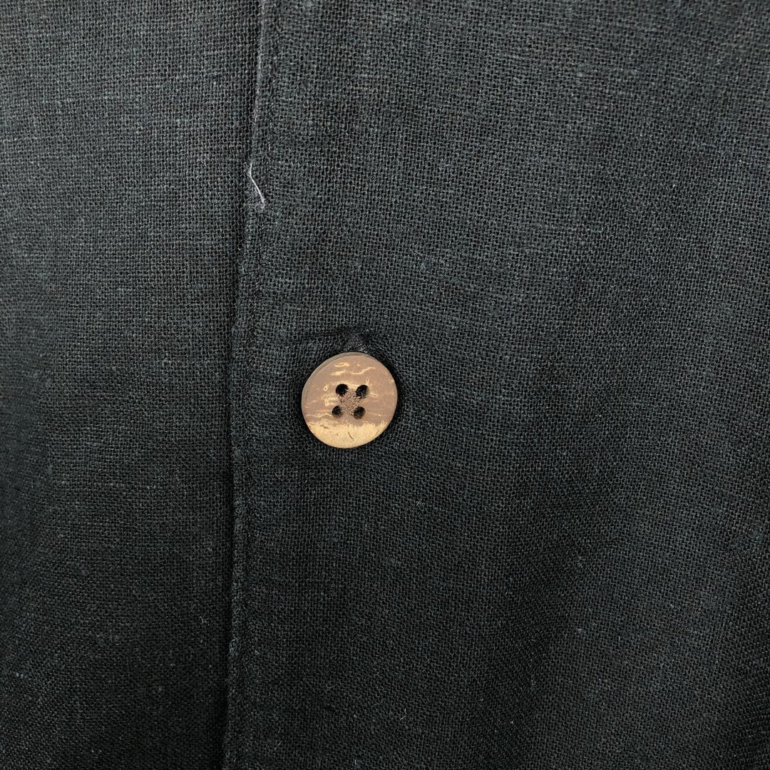 ME SPORT COLLECTION WASHABLE LINEN Short-Sleeve Open Collar Rayon x Linen Shirt, Boxy Shirt, Men's XL Equivalent linen Charcoal Vintage Second Hand