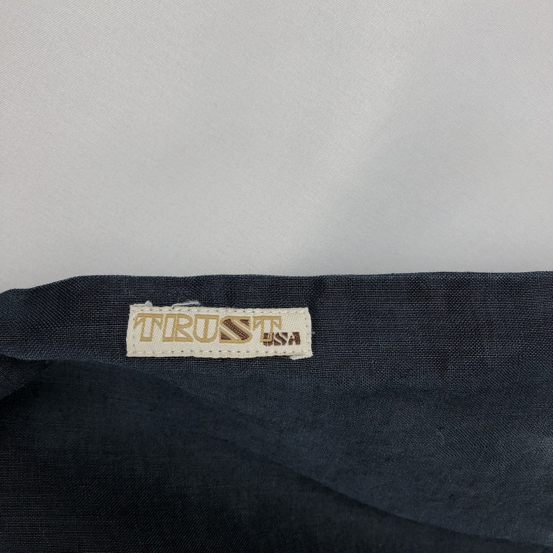 TRUST Short-Sleeve Open-Collar Linen Shirt, Boxy Fit, Men's Size L (approx.) linen navy blue type Vintage Second Hand