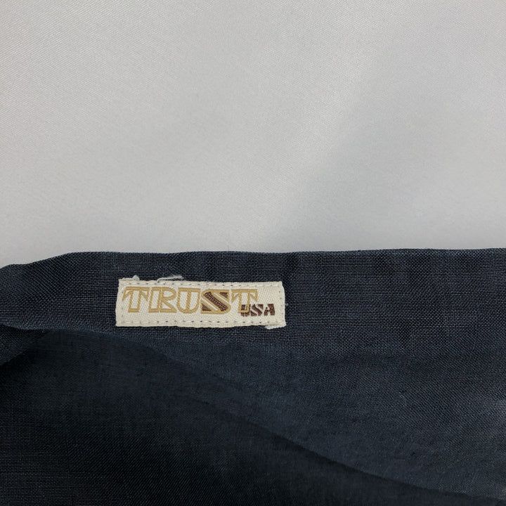 TRUST Short-Sleeve Open-Collar Linen Shirt, Boxy Fit, Men's Size L (approx.) linen navy blue type Vintage Second Hand
