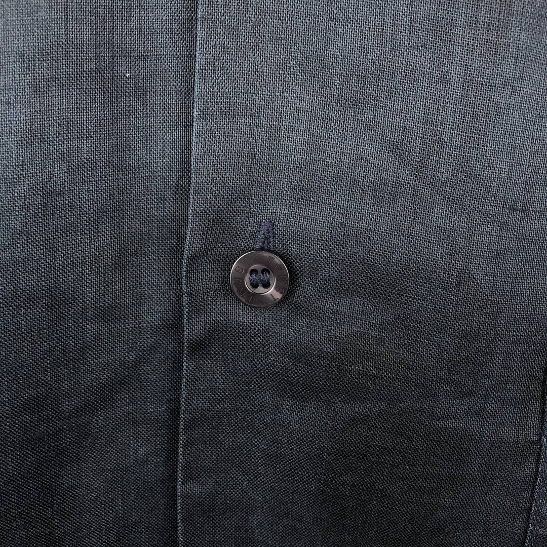 TRUST Short-Sleeve Open-Collar Linen Shirt, Boxy Fit, Men's Size L (approx.) linen navy blue type Vintage Second Hand
