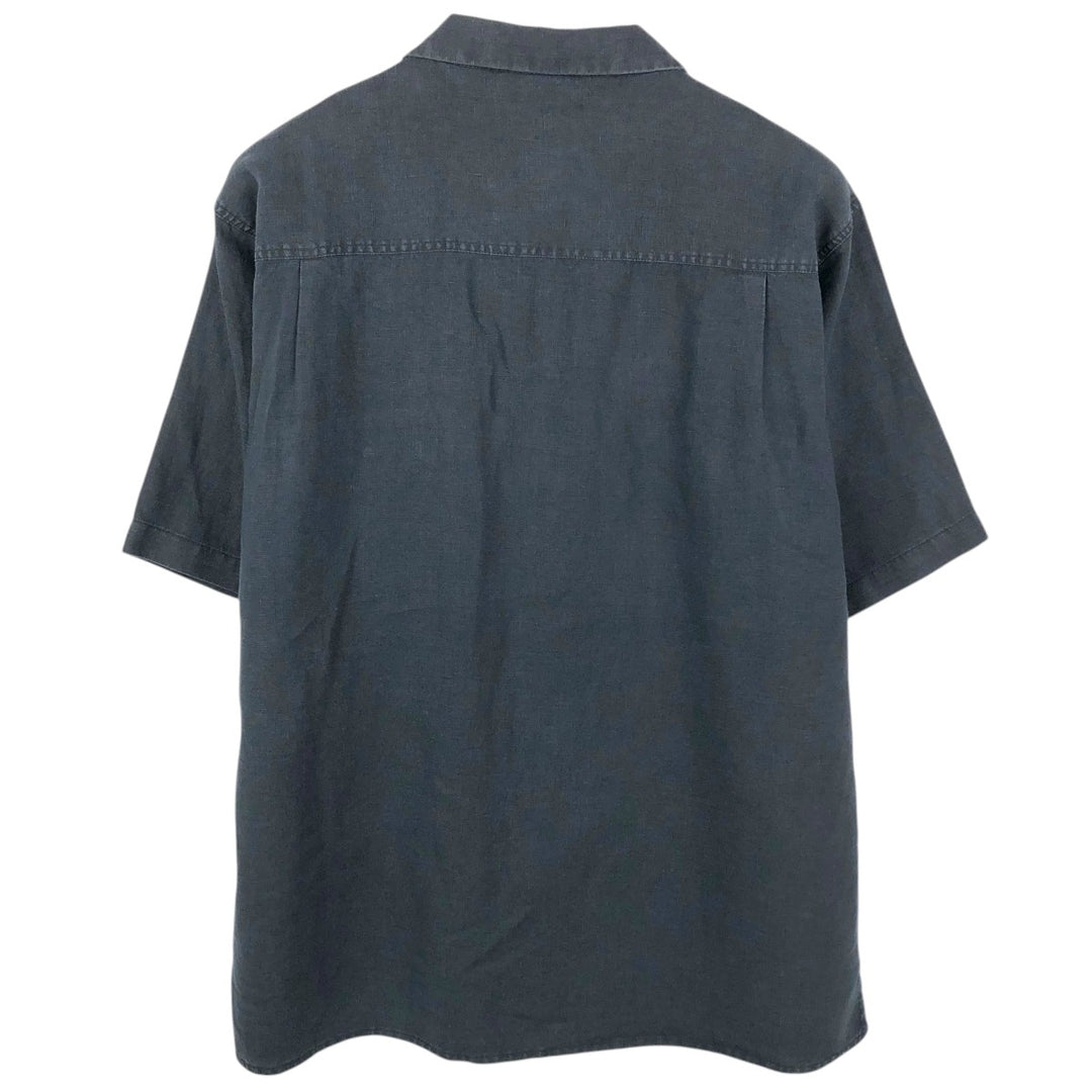 BRUNO SOFT LINEN Short-Sleeve Open-Collar Linen Shirt, Boxy Shirt, Men's XL Equivalent linen black type Vintage Second Hand