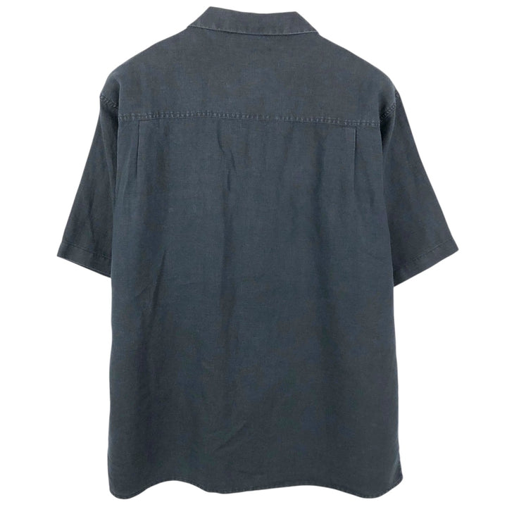 BRUNO SOFT LINEN Short-Sleeve Open-Collar Linen Shirt, Boxy Shirt, Men's XL Equivalent linen black type Vintage Second Hand