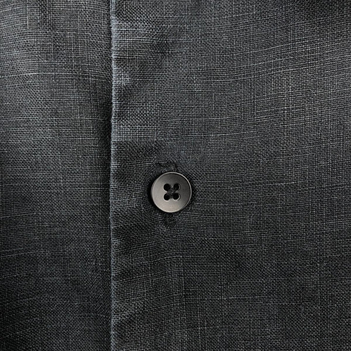 BRUNO SOFT LINEN Short-Sleeve Open-Collar Linen Shirt, Boxy Shirt, Men's XL Equivalent linen black type Vintage Second Hand