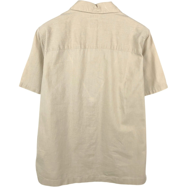 90'S Gap (Old Gap) Short-Sleeve Open-Collar Cotton x Linen Shirt, Boxy Shirt, Men's Size S (Equivalent), Vintage linen Beige type Vintage Second Hand