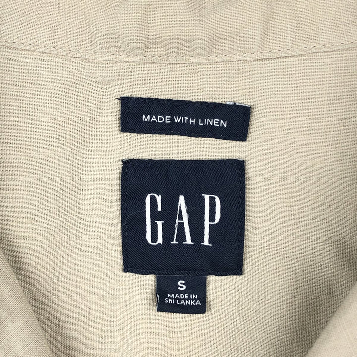90'S Gap (Old Gap) Short-Sleeve Open-Collar Cotton x Linen Shirt, Boxy Shirt, Men's Size S (Equivalent), Vintage linen Beige type Vintage Second Hand