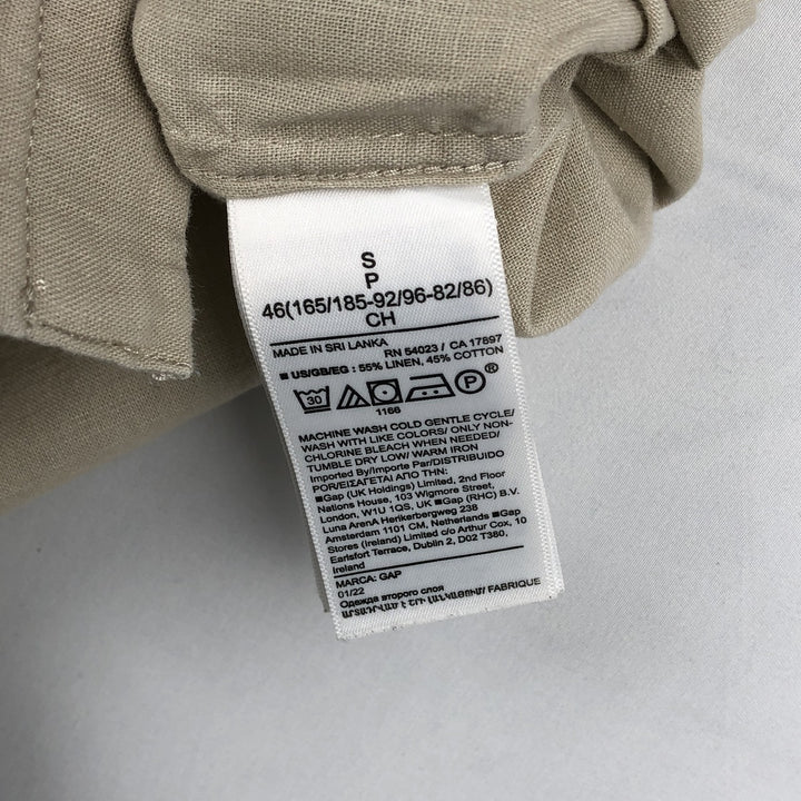 90'S Gap (Old Gap) Short-Sleeve Open-Collar Cotton x Linen Shirt, Boxy Shirt, Men's Size S (Equivalent), Vintage linen Beige type Vintage Second Hand