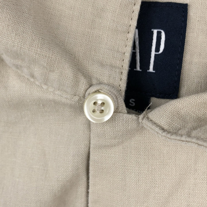 90'S Gap (Old Gap) Short-Sleeve Open-Collar Cotton x Linen Shirt, Boxy Shirt, Men's Size S (Equivalent), Vintage linen Beige type Vintage Second Hand