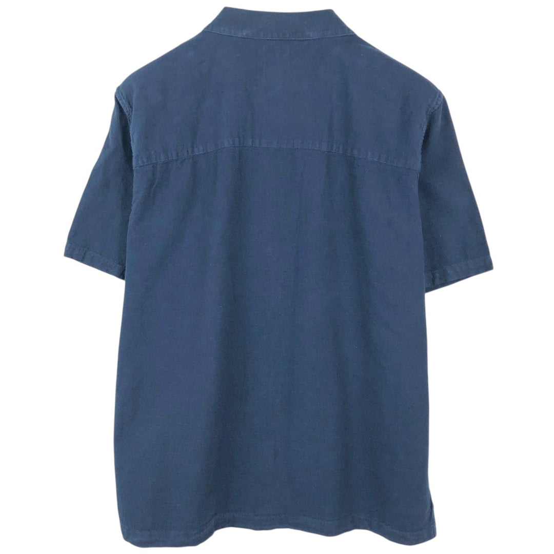 90'S Gap (Old Gap) Short-Sleeve Open-Collar Cotton x Linen Shirt, Boxy Shirt, Men's Size L (Equivalent), Vintage linen navy blue type Vintage Second Hand