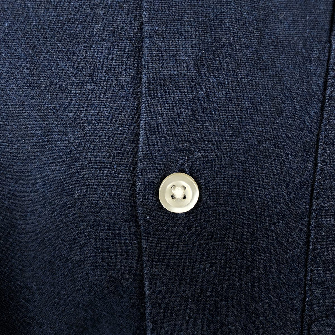 90'S Gap (Old Gap) Short-Sleeve Open-Collar Cotton x Linen Shirt, Boxy Shirt, Men's Size L (Equivalent), Vintage linen navy blue type Vintage Second Hand