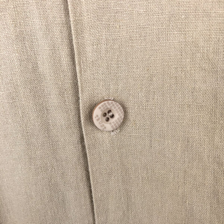 TRUST Short-Sleeve Open-Collar Rayon x Linen Shirt, Boxy Fit, Men's Size L (approx.) linen Beige type Vintage Second Hand