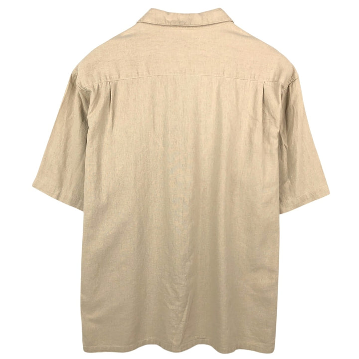 VITALI Short-Sleeve Open-Collar Linen Shirt, Boxy Fit, Men's Size XL (approx.) linen Beige type Vintage Second Hand