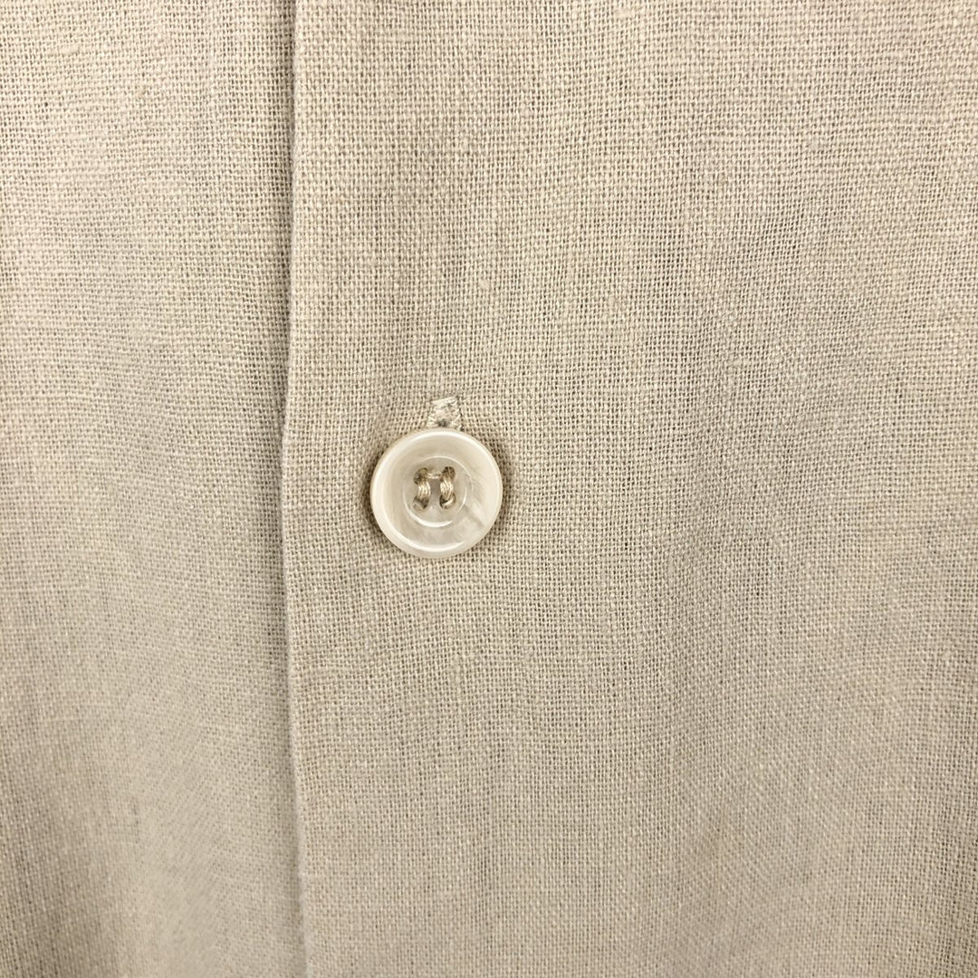VITALI Short-Sleeve Open-Collar Linen Shirt, Boxy Fit, Men's Size XL (approx.) linen Beige type Vintage Second Hand
