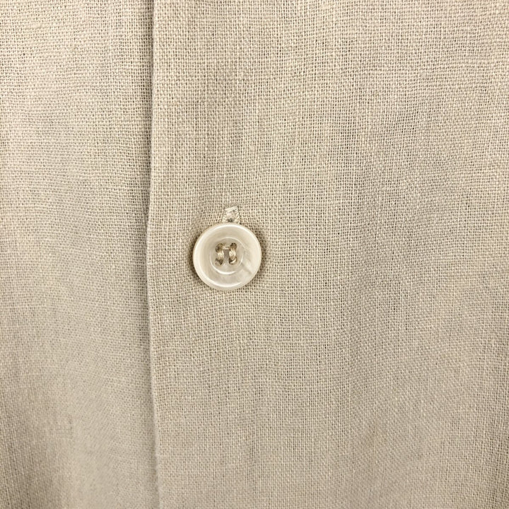 VITALI Short-Sleeve Open-Collar Linen Shirt, Boxy Fit, Men's Size XL (approx.) linen Beige type Vintage Second Hand