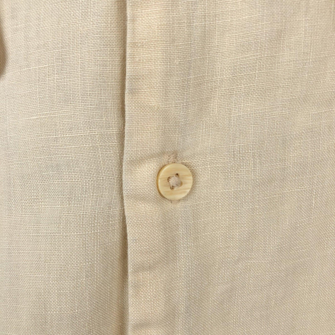 BRUNO SOFT LINEN Short-Sleeve Open-Collar Linen Shirt, Boxy Shirt, Men's Size L (approx.) linen yellow type Vintage Second Hand