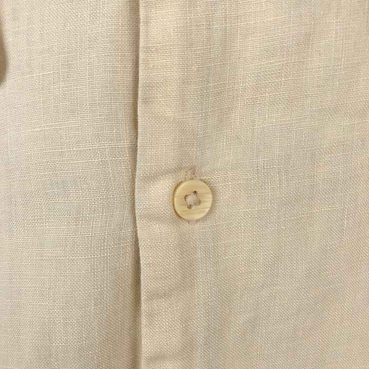 BRUNO SOFT LINEN Short-Sleeve Open-Collar Linen Shirt, Boxy Shirt, Men's Size L (approx.) linen yellow type Vintage Second Hand