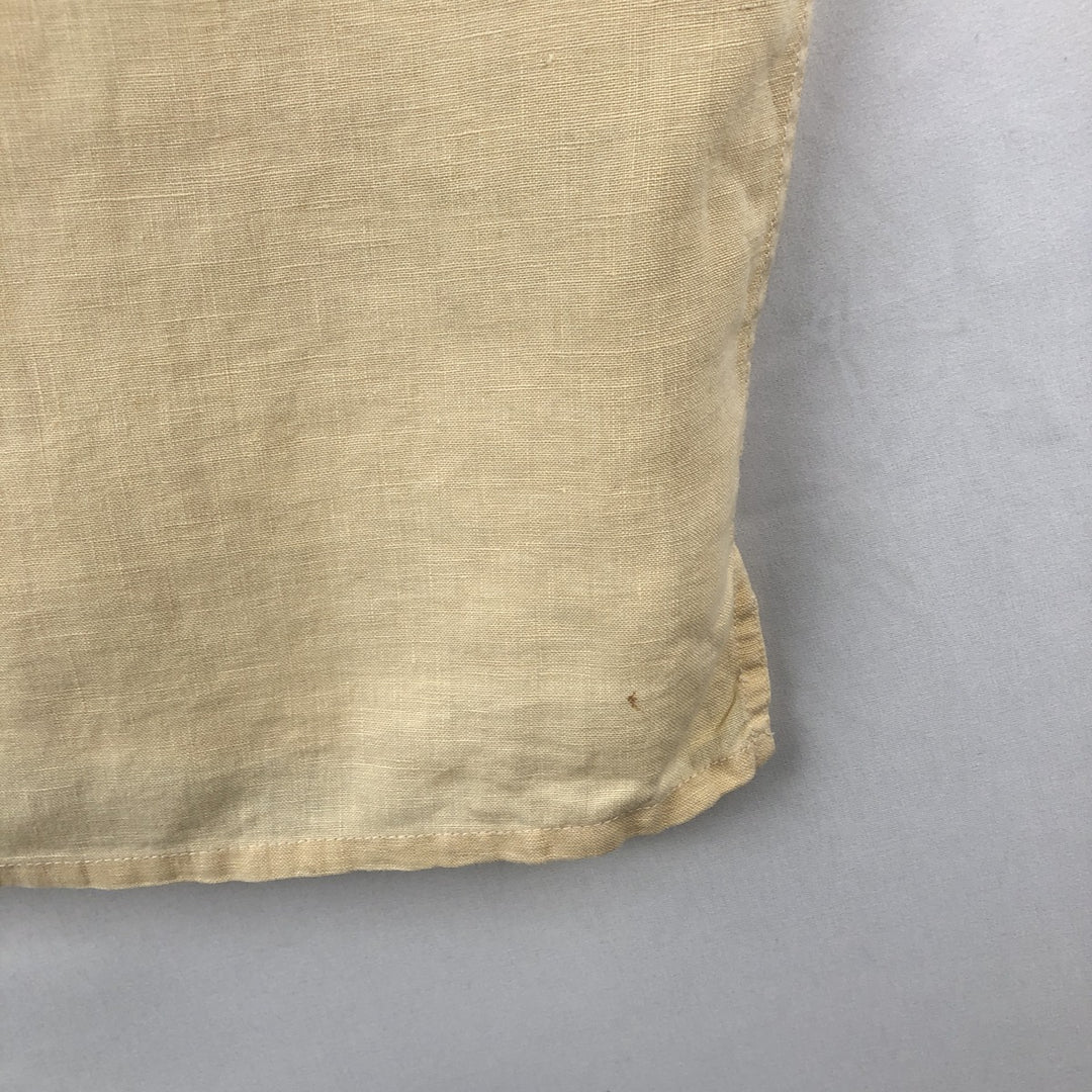 BRUNO SOFT LINEN Short-Sleeve Open-Collar Linen Shirt, Boxy Shirt, Men's Size L (approx.) linen yellow type Vintage Second Hand
