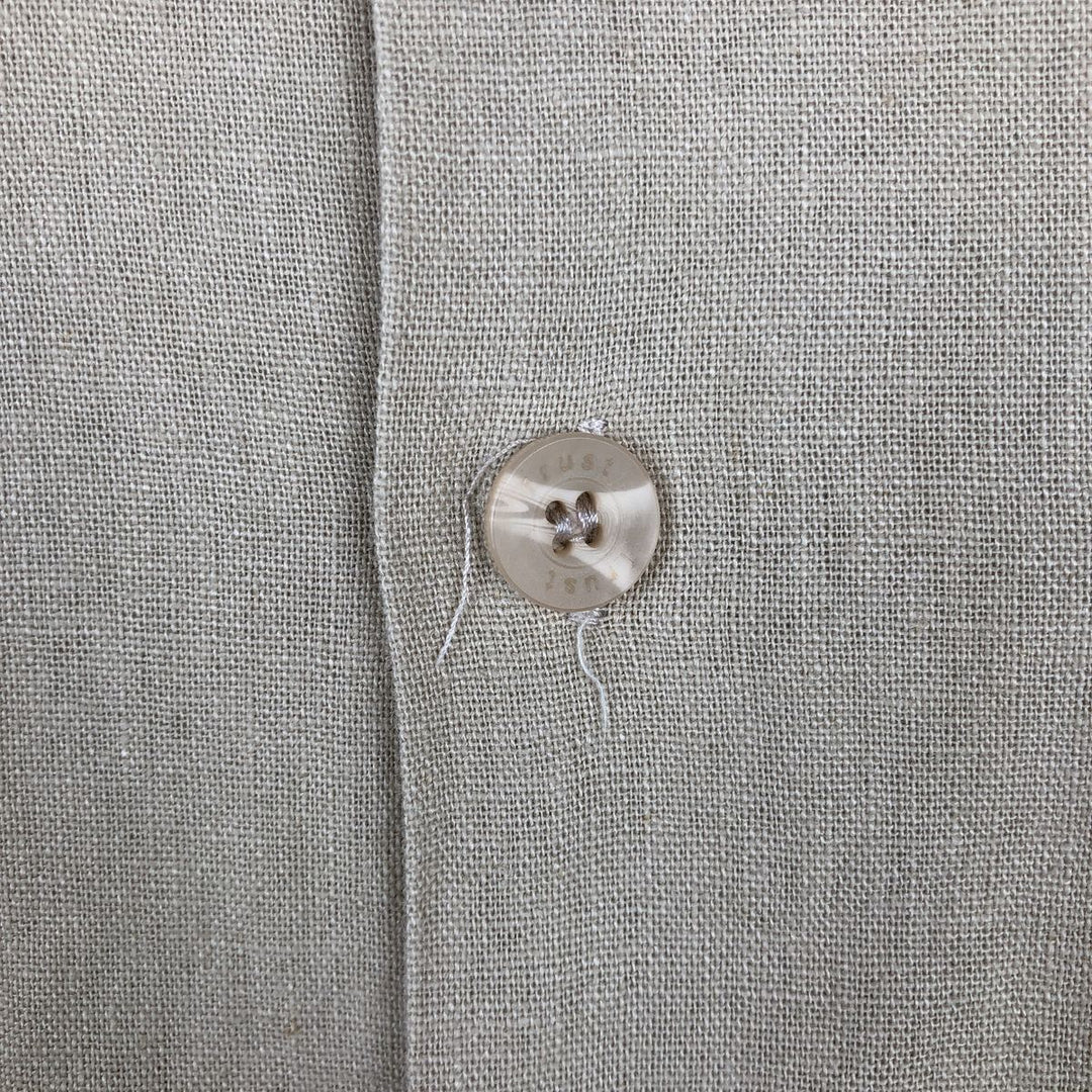 TRUST Short-Sleeve Open-Collar Rayon x Linen Shirt, Boxy Fit, Men's Size L (approx.) linen Beige type Vintage Second Hand
