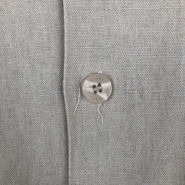 TRUST Short-Sleeve Open-Collar Rayon x Linen Shirt, Boxy Fit, Men's Size L (approx.) linen Beige type Vintage Second Hand