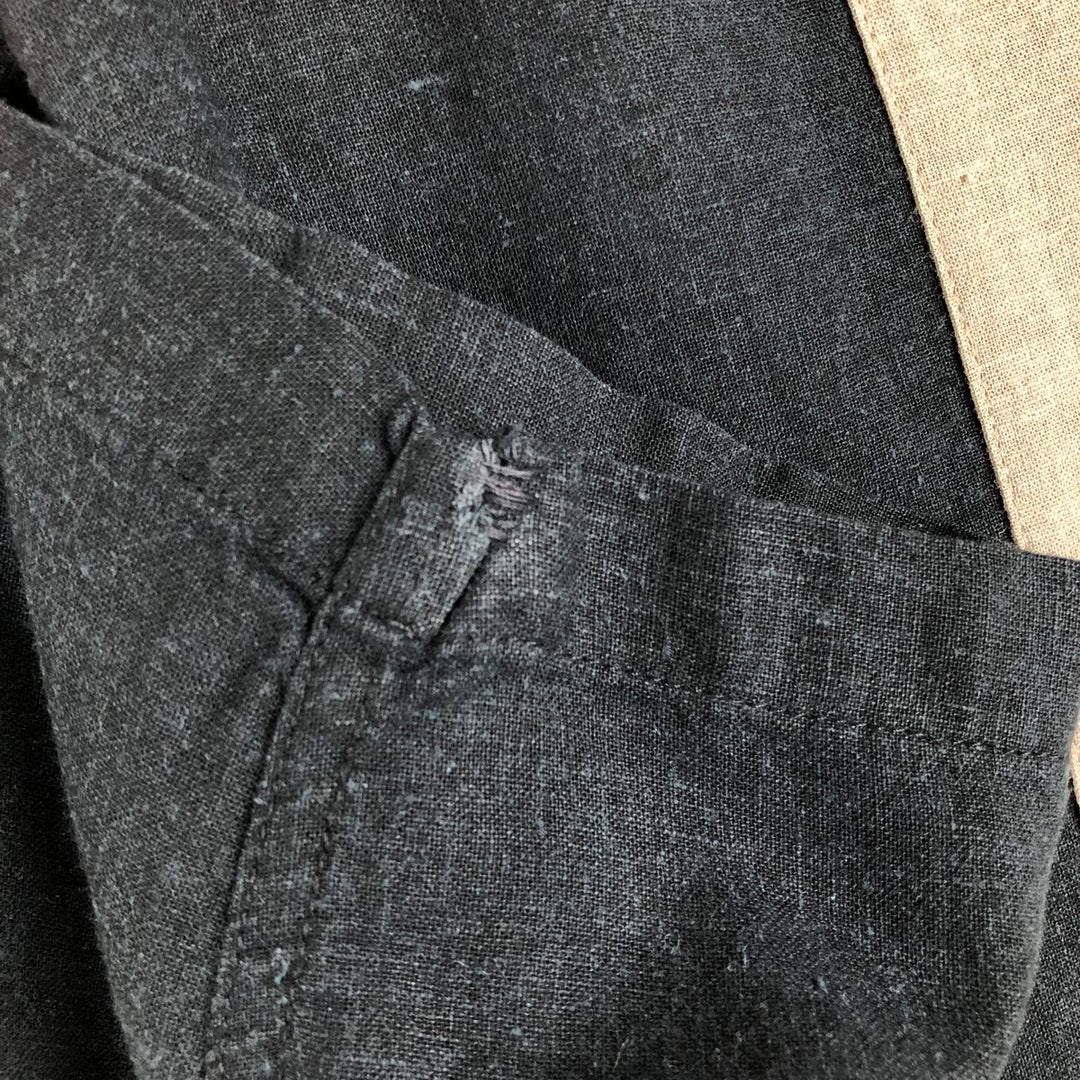 Haggar Short Sleeve Open Collar Rayon x Linen Shirt Box Shirt Men's M Size linen black type Vintage Second Hand