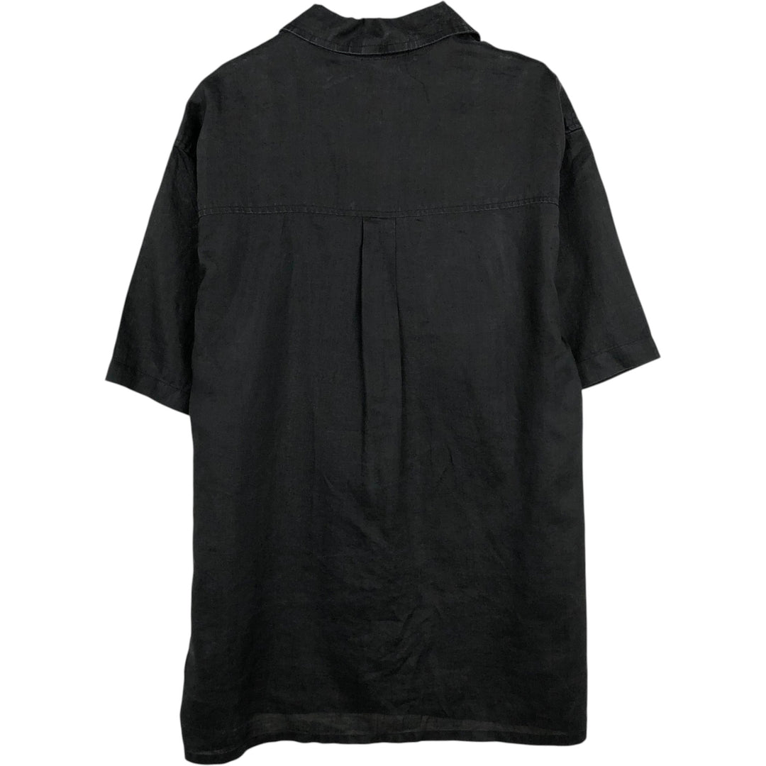 DANIEL ELLISSA Short-Sleeve Open-Collar Linen Shirt, Boxy Shirt, Men's Size XL (approx.) linen black type Vintage Second Hand
