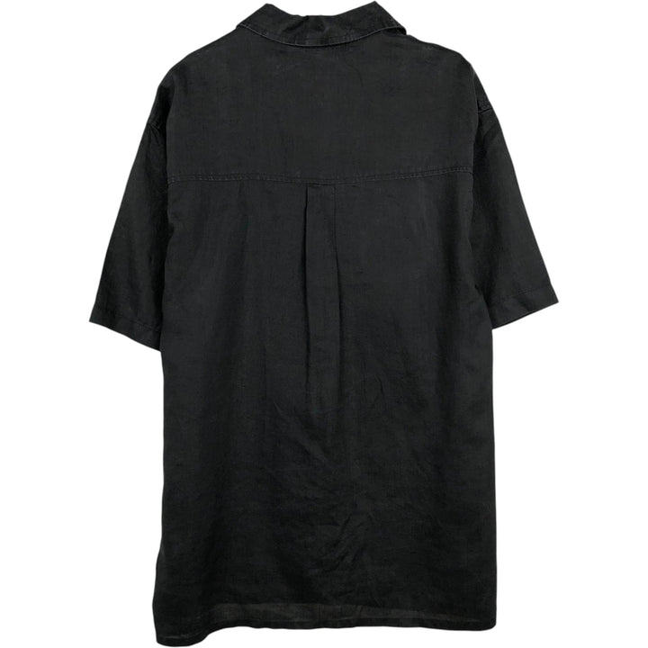 DANIEL ELLISSA Short-Sleeve Open-Collar Linen Shirt, Boxy Shirt, Men's Size XL (approx.) linen black type Vintage Second Hand