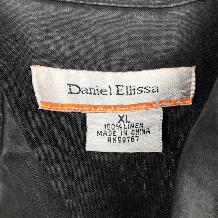 DANIEL ELLISSA Short-Sleeve Open-Collar Linen Shirt, Boxy Shirt, Men's Size XL (approx.) linen black type Vintage Second Hand