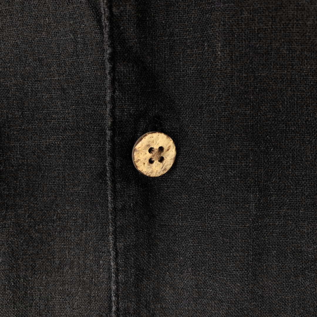 HAGGAR Short-Sleeve Open-Collar Rayon x Linen Shirt, Boxy Fit, Men's Size XL (approx.) linen black type Vintage Second Hand