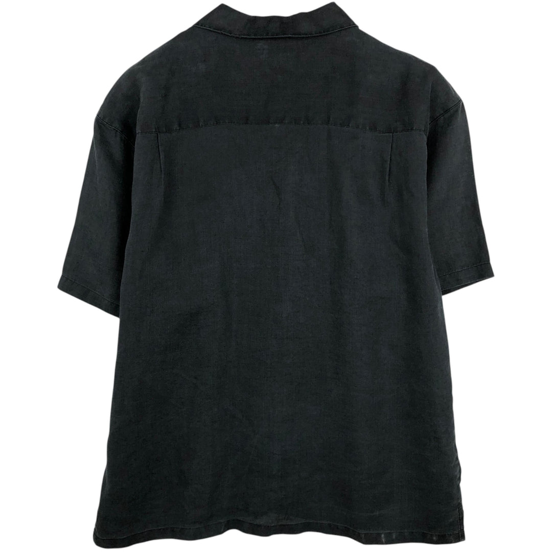 Dorian Bolick COLLECTION Short-Sleeve Open-Collar Linen Shirt, Boxy Fit, Men's Size L (approx.) linen black type Vintage Second Hand