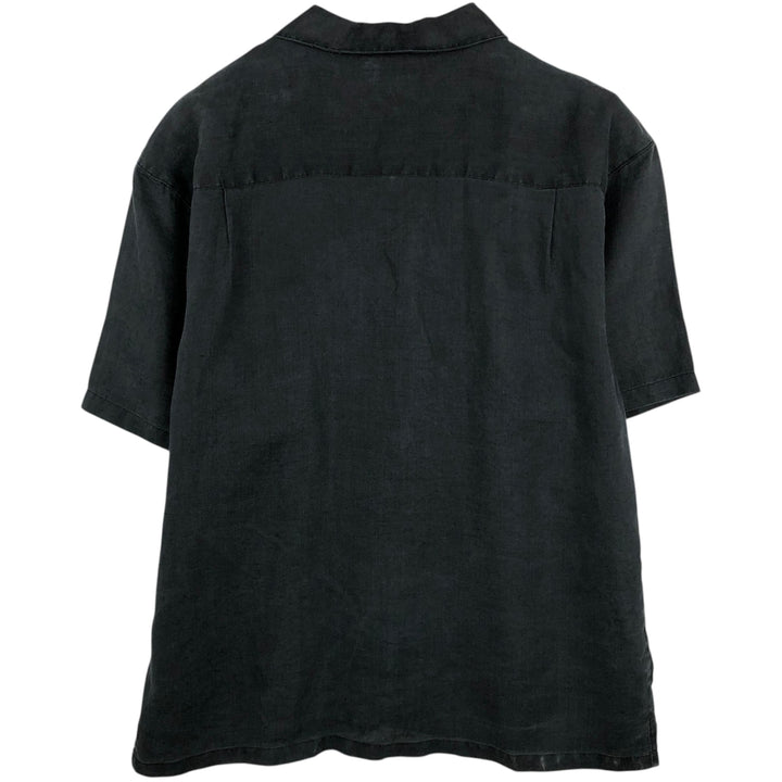 Dorian Bolick COLLECTION Short-Sleeve Open-Collar Linen Shirt, Boxy Fit, Men's Size L (approx.) linen black type Vintage Second Hand