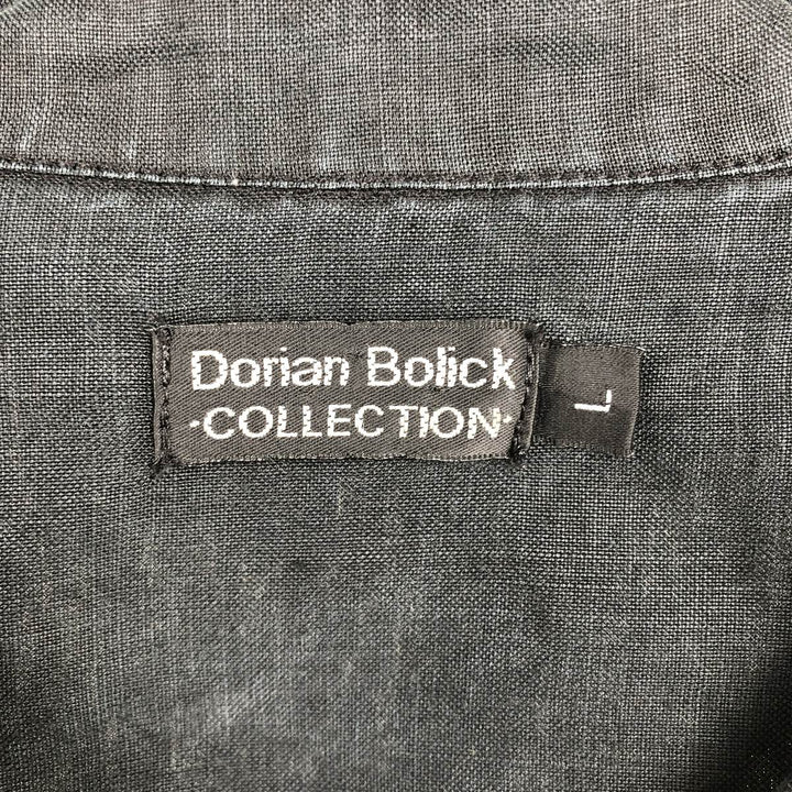 Dorian Bolick COLLECTION Short-Sleeve Open-Collar Linen Shirt, Boxy Fit, Men's Size L (approx.) linen black type Vintage Second Hand