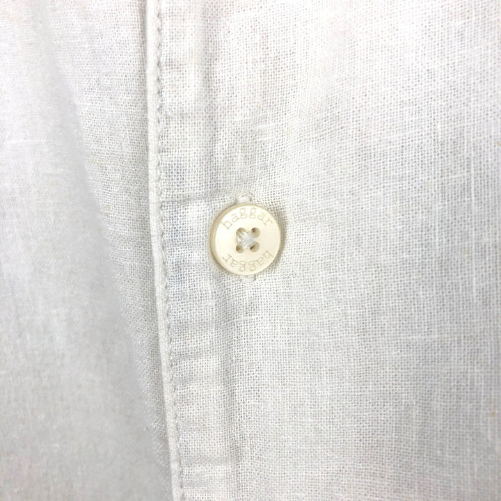 HAGGAR Washable Linen Short-Sleeve Open-Collar Linen x Rayon Box Shirt (Men's XL equivalent) linen white type Vintage Second Hand
