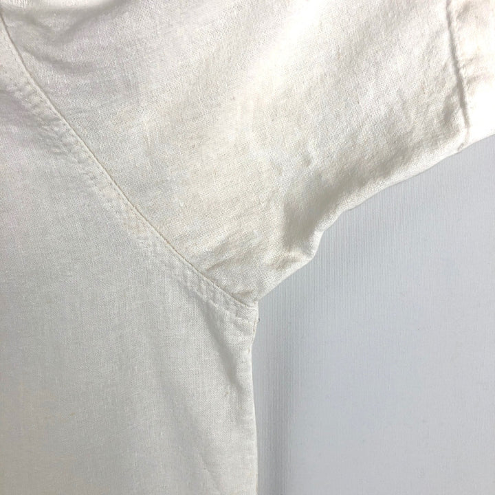 HAGGAR Washable Linen Short-Sleeve Open-Collar Linen x Rayon Box Shirt (Men's XL equivalent) linen white type Vintage Second Hand