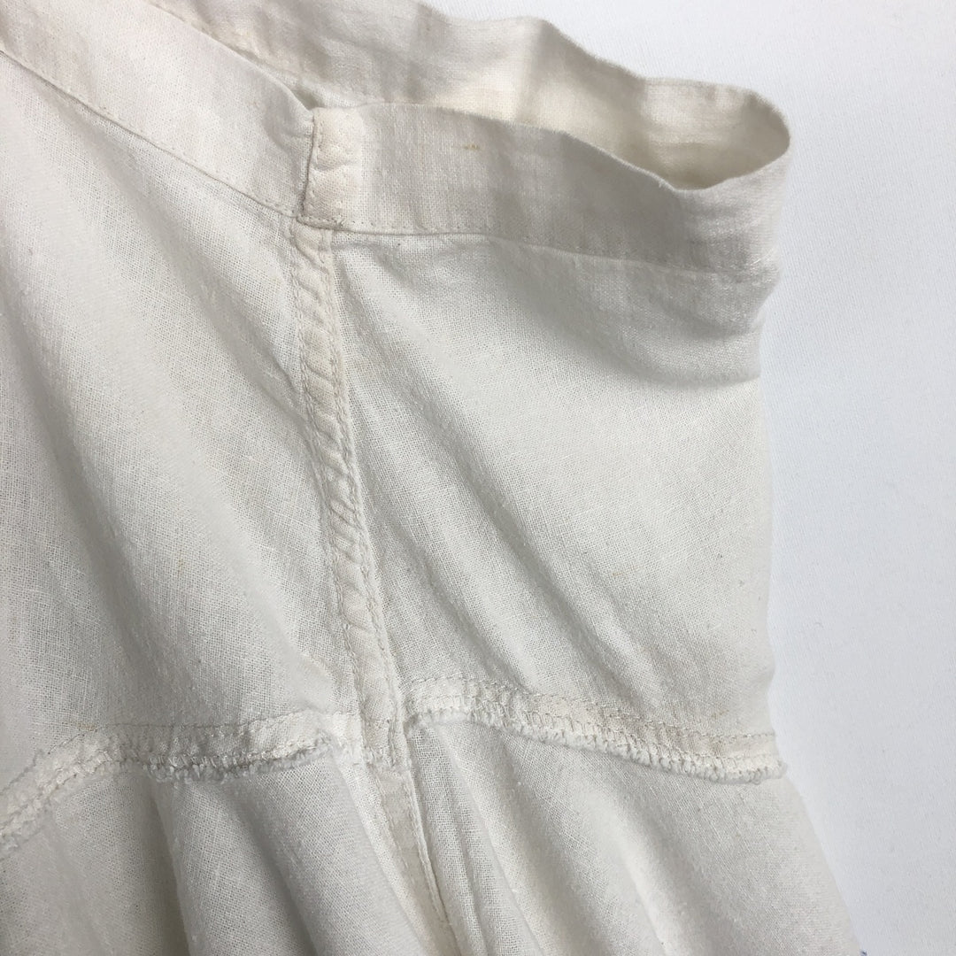 HAGGAR Washable Linen Short-Sleeve Open-Collar Linen x Rayon Box Shirt (Men's XL equivalent) linen white type Vintage Second Hand
